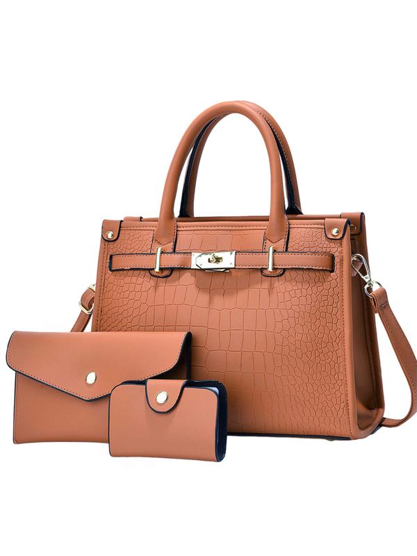 Nadine – Crocodile Embossed Large Capacity Crossbody Handbag Set