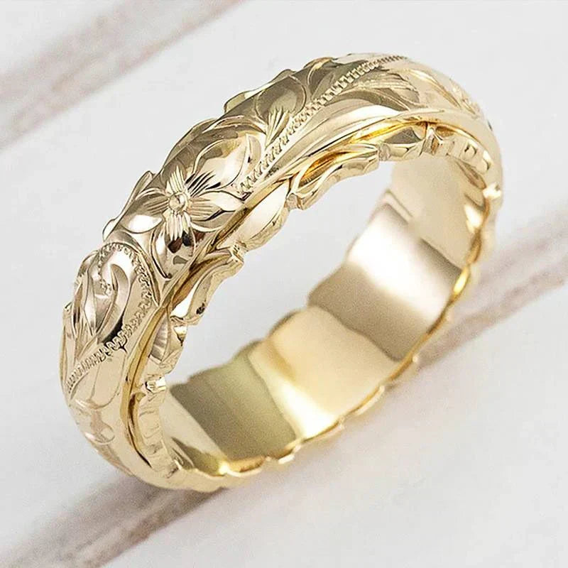 Antique Gold Flower Design Ring