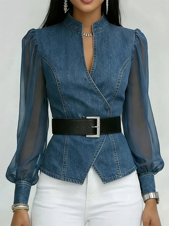 Valerie Structured Denim Blouse for Women