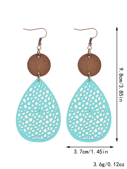 Eliana - Vintage Style Hollow-Out PU Leather Drop Earrings