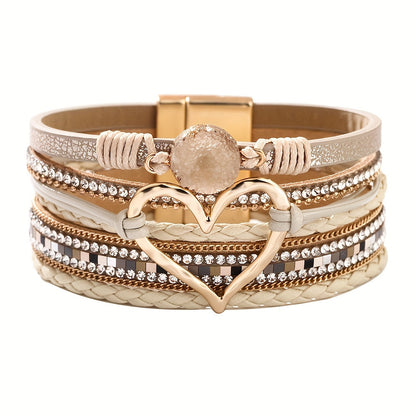 Georgia - Bohemian Multi-Layer Heart Leather Bracelet