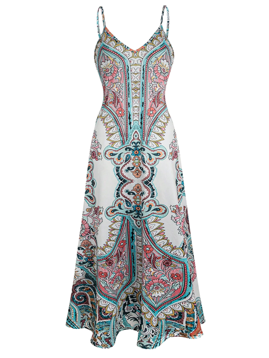 Skye – Boho Floral Print Sleeveless Dress