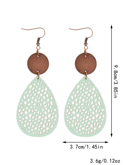 Eliana - Vintage Style Hollow-Out PU Leather Drop Earrings