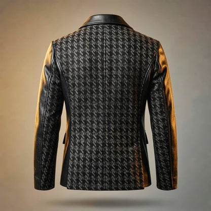 Giorgio Houndstooth Leather Blazer