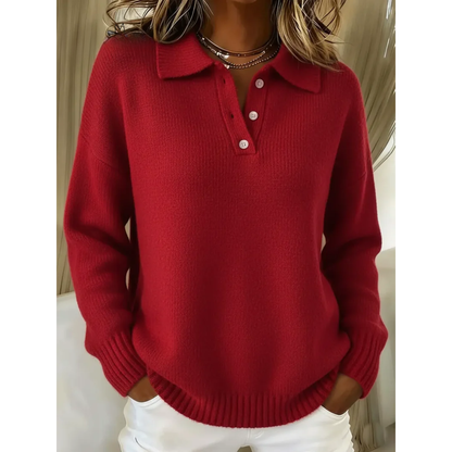 Janelle | Soft Knit Polo Sweater