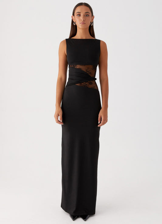 Liora| Figure-flattering maxi dress with subtle cutouts and lacing