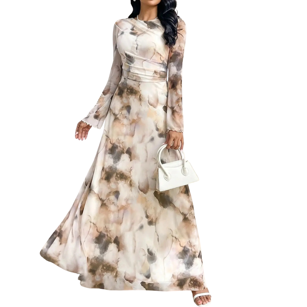 Aurora – Tie-Dye Mesh Print Elegance Dress