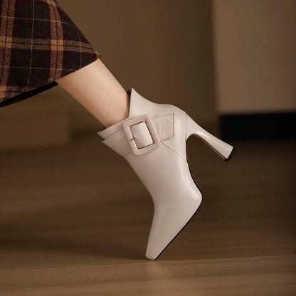 Elara | Sculpted Buckle Heel Boot