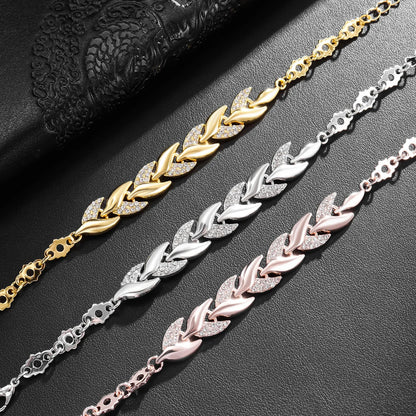 Elara™ | Crystal Leaf Charm Bracelet