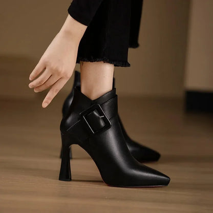 Elara | Sculpted Buckle Heel Boot