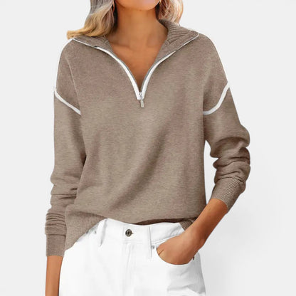 ZIBBY™ – Color-Block Quarter Zip Pullover Sweater