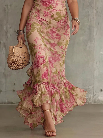Mae | Vintage Rose Print Puff Sleeve Maxi Dress