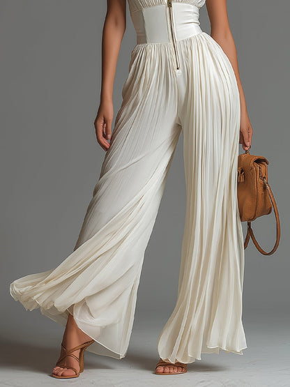 Odette™ | V-Neck Wide-Leg Chiffon Jumpsuit