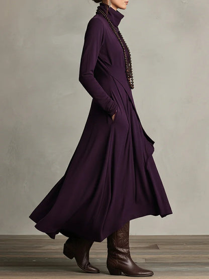 Marivelle™ | Elegant High-Neck Maxi Dress