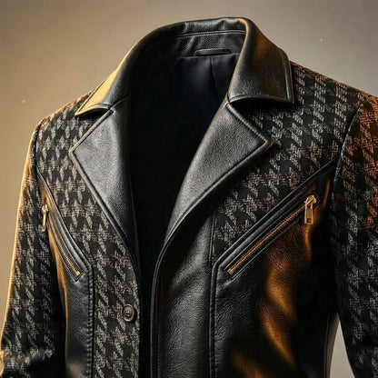 Giorgio Houndstooth Leather Blazer