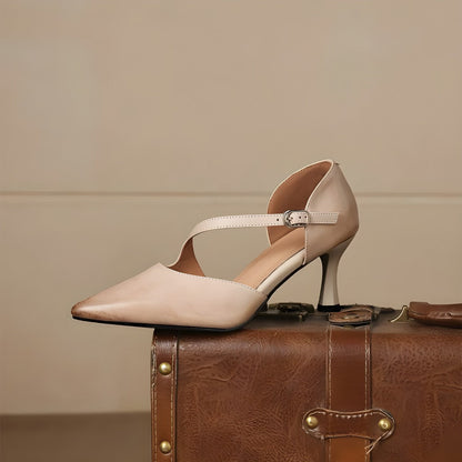 Avena | Genuine Leather Crossover Strap Heels