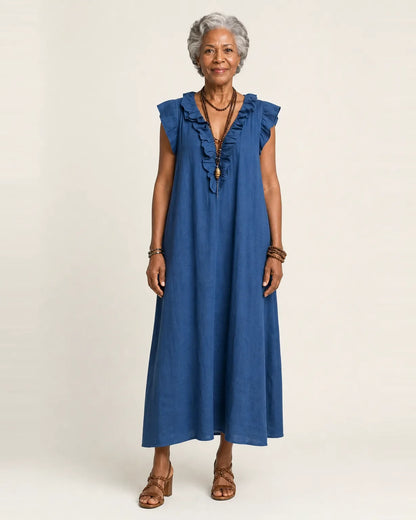 Josette | Ruffle V-Neck Maxi Dress
