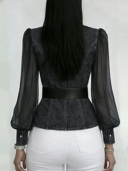 Valerie Structured Denim Blouse for Women