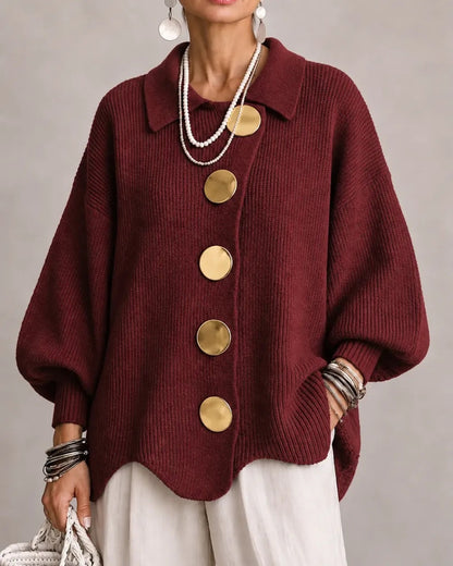 Karina - Oversized Collared Button Cardigan