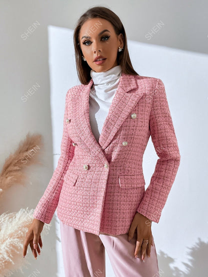 Zia | Tweed Plaid Breasted Blazer