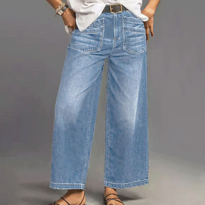 Rexelle - High Waist Wide Leg Denim Jeans | Comfort & Modern Style