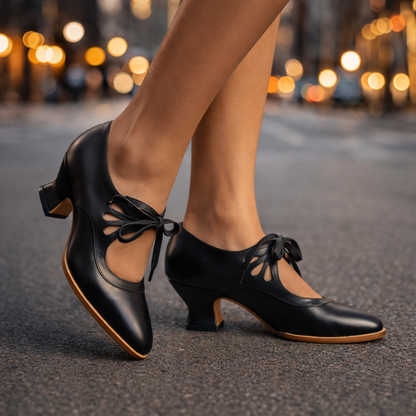 Talia™ Elegant Leather Lace Heels
